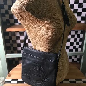 Lauren by Ralph Lauren Black Leather Crossbody Bag with an Adjustable Strap
